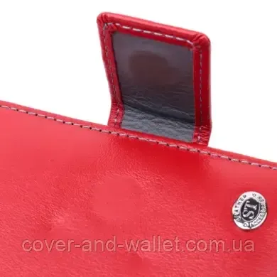 Маленький женский кошелек из натуральной кожи красного цвета с хлястиком на магните ST Leather 259 Киев - изображение 3