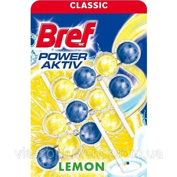 Туалетні блоки для унітазу Bref 3 шт x 50 г Лимон Львів - фото 1
