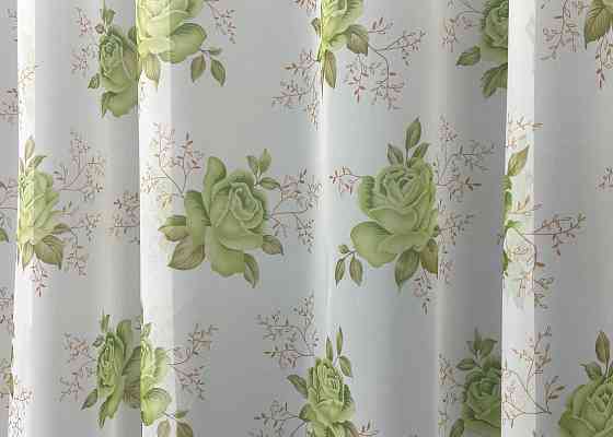 Тюль шифоновая с принтом цвет белый с салатовый 1810т Киев