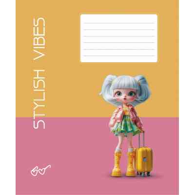Тетрадь Школярик Stylish vibes 12 листов линия (012-3568L) Винница