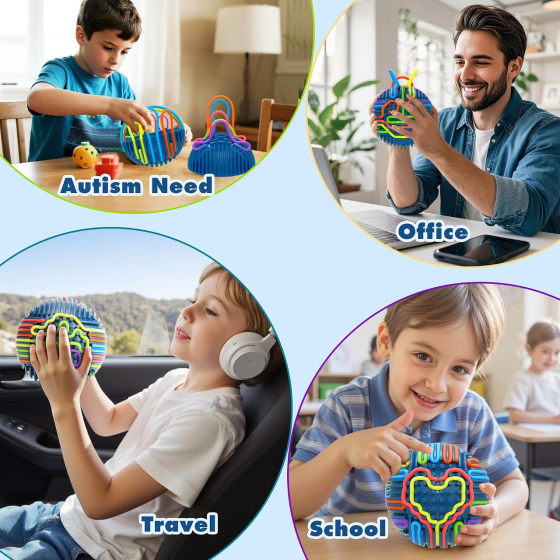 Сенсорный 3D-мяч KIDHABE с 16 силиконовыми нитями и подставкой, антистресс игрушка для детей и взрослых Киев