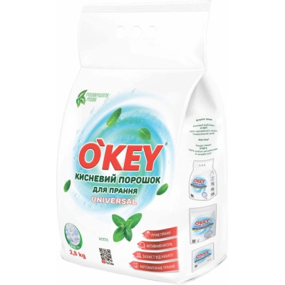 Пральний порошок O'KEY Universal Кисневий М'ята 2.8 кг (4820049384833) Вінниця - фото 1