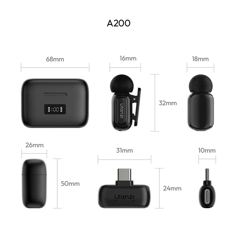 Беспроводная микрофонная система Ulanzi A200 Mini Mic dual-mic (Type-C) Black Одесса - изображение 7