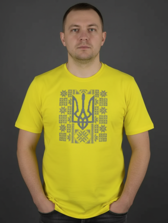 Чоловіча Патріотична вишиванка з великим Тризубцем 4XL Київ