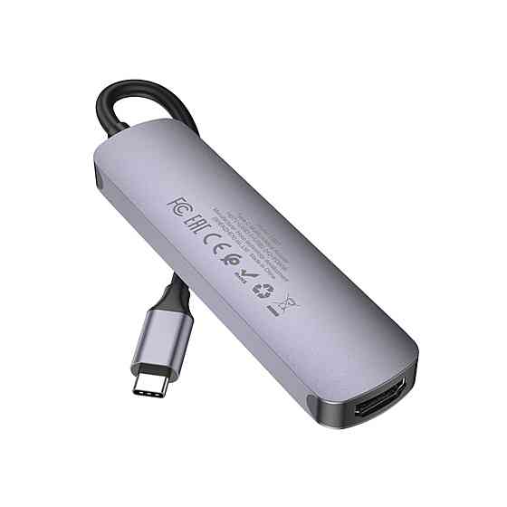 Кабель-перехiдник HOCO HB27 Type-C multi-function converter(HDTV+USB3.0+USB2.0*2+PD) Metal Gray Київ