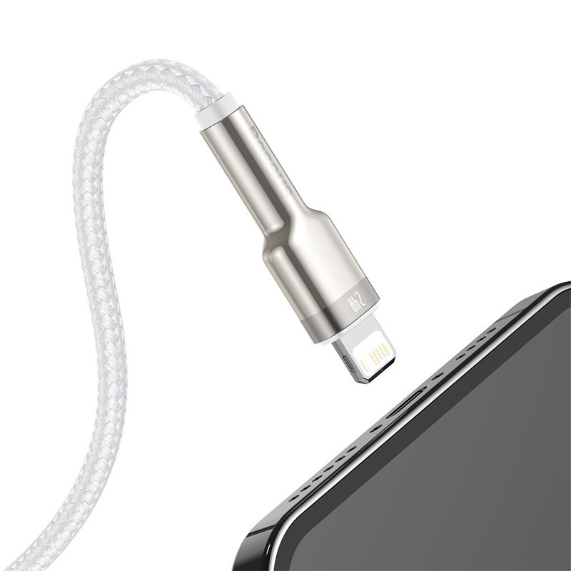Кабель Baseus Cafule Series Metal Data Cable USB to IP 2.4A 2m White Одеса - фото 5