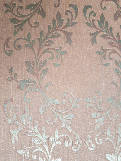 Шпалери вінілові на флізелін метрові Marburg Kingdom 31516 завитки золотом на теракотовому тлі Київ - фото 1