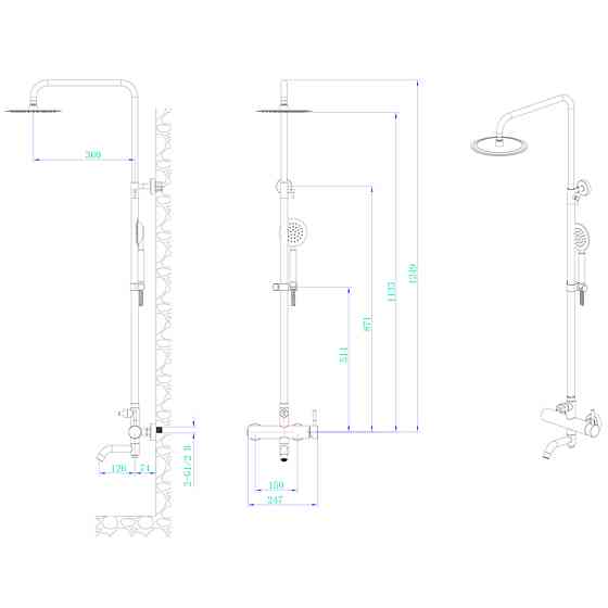 AQUATICA Душевая система s22 с картриджным смесителем SS AQUATICA (9722401) Киев