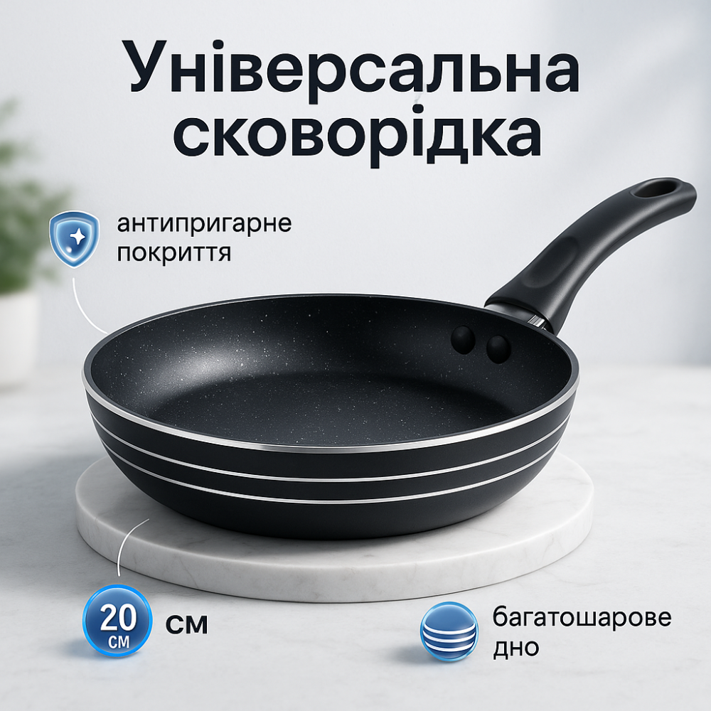 Сковорода кухонная для кухни UNIQUE, Сковорода с антипригарным покрытием для здорового питания XH-88 Львов - изображение 12