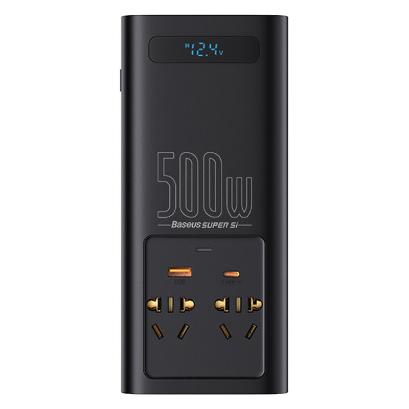 Автомобільний інвертор Baseus In-Car Inverter 500W 220V CN EU CGNB000101 (Чорний) Миколаїв - фото 1