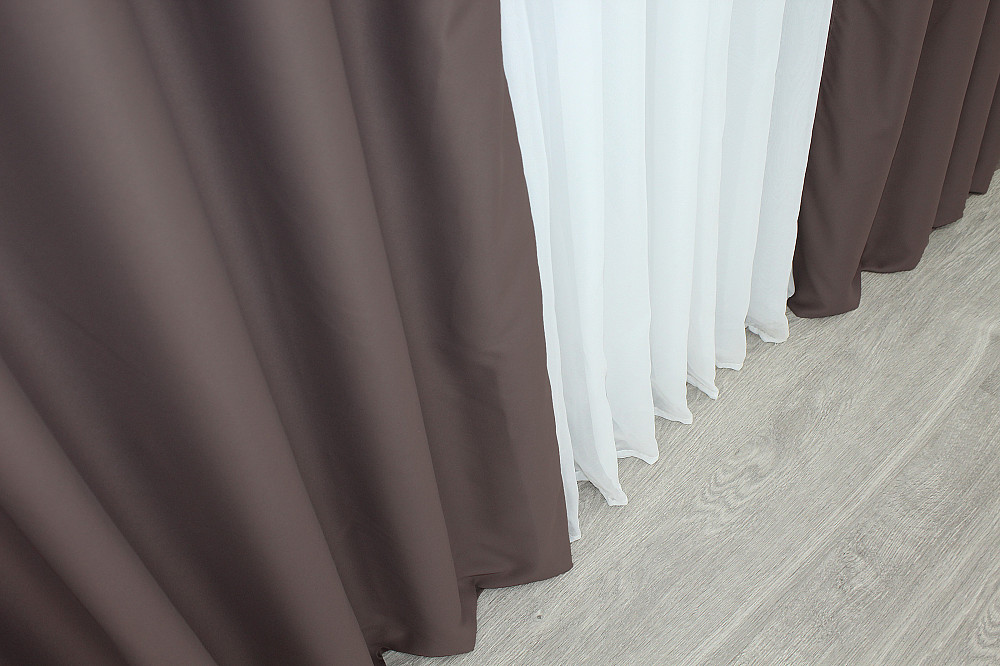 Комплект готових штор VR-Textil Блекаут Midnight № 1233ш Бурий 150х270 см 2 шт (33-0210) Київ - фото 7
