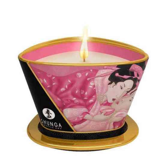 Массажная свеча Shunga Massage Candle – Rose Petals (170 мл) с афродизиаками Sex Aura Киев