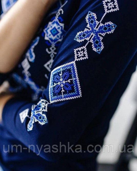 Вишиванка трикотажна жіноча з фіолетовою вишивкою жіноча трикотажна вишиванка фіолетовий орнамент Кривий Ріг - фото 2