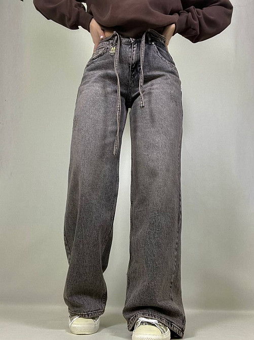 Джинси жіночі I8 52407 широкі Baggy банани з поясом мотузкою коричневі, коричневий, 29, 29, 80 см, 117 см Київ - фото 19
