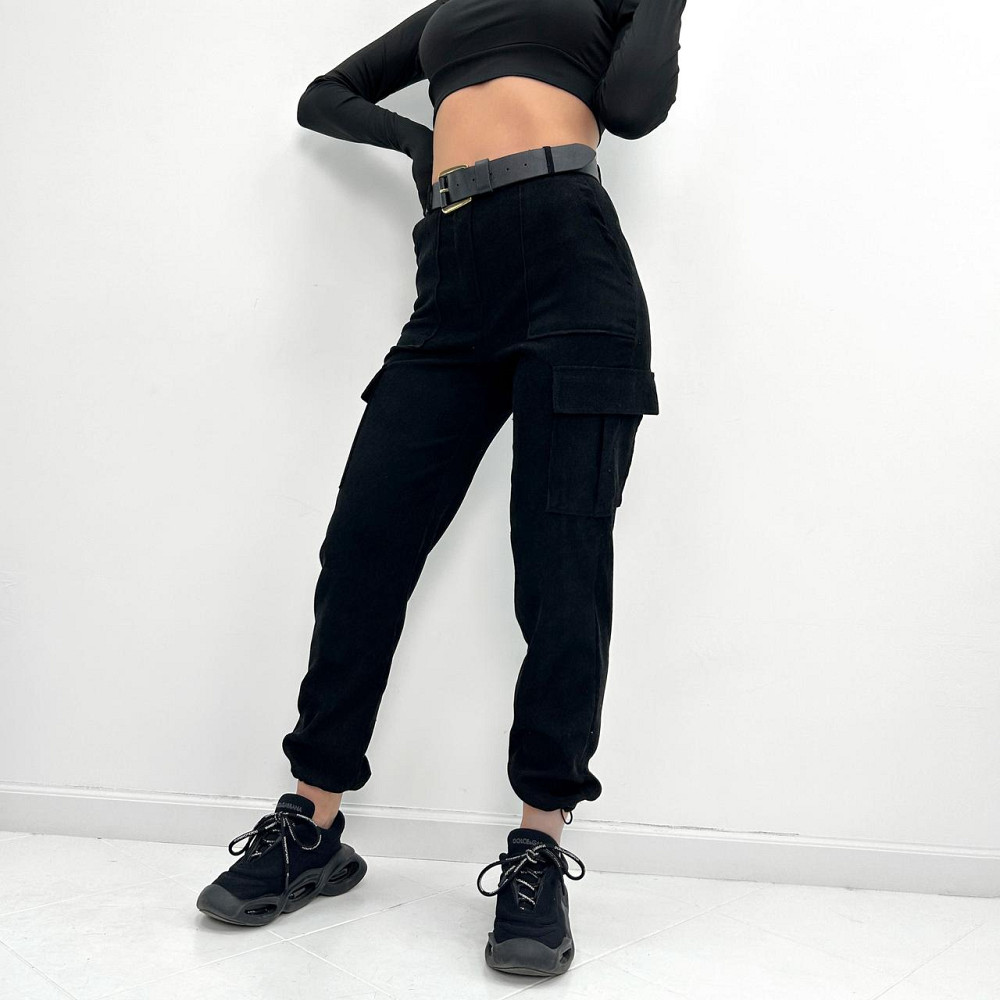 Жіночі вельветові брюки карго "Urban" оптом | Батал Чорний, 52 Київ - фото 4