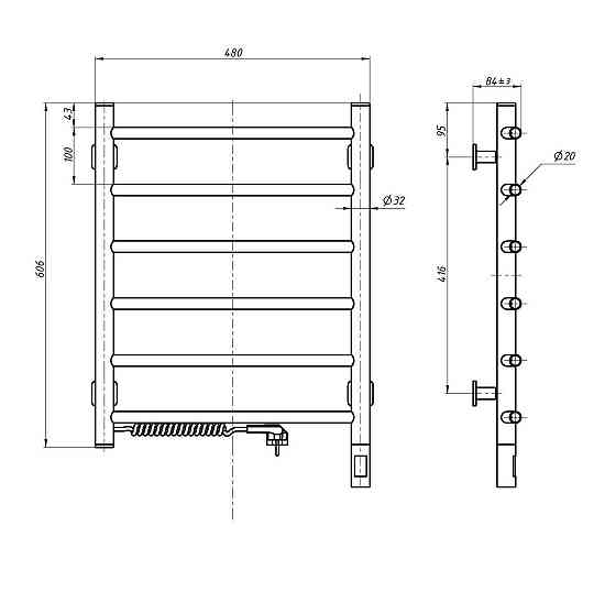 Рушникосушарка електрична NAVIN Камелія 480х600 права сенсор з таймером Київ