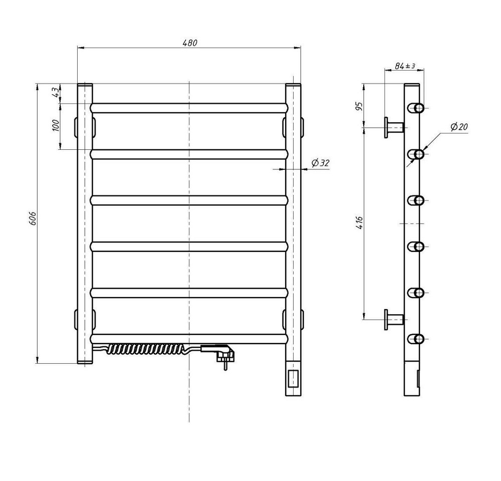Полотенцесушитель электрический Navin Камелия 480х600 Sensor правый с таймером 10-007033-4860 Киев - изображение 6
