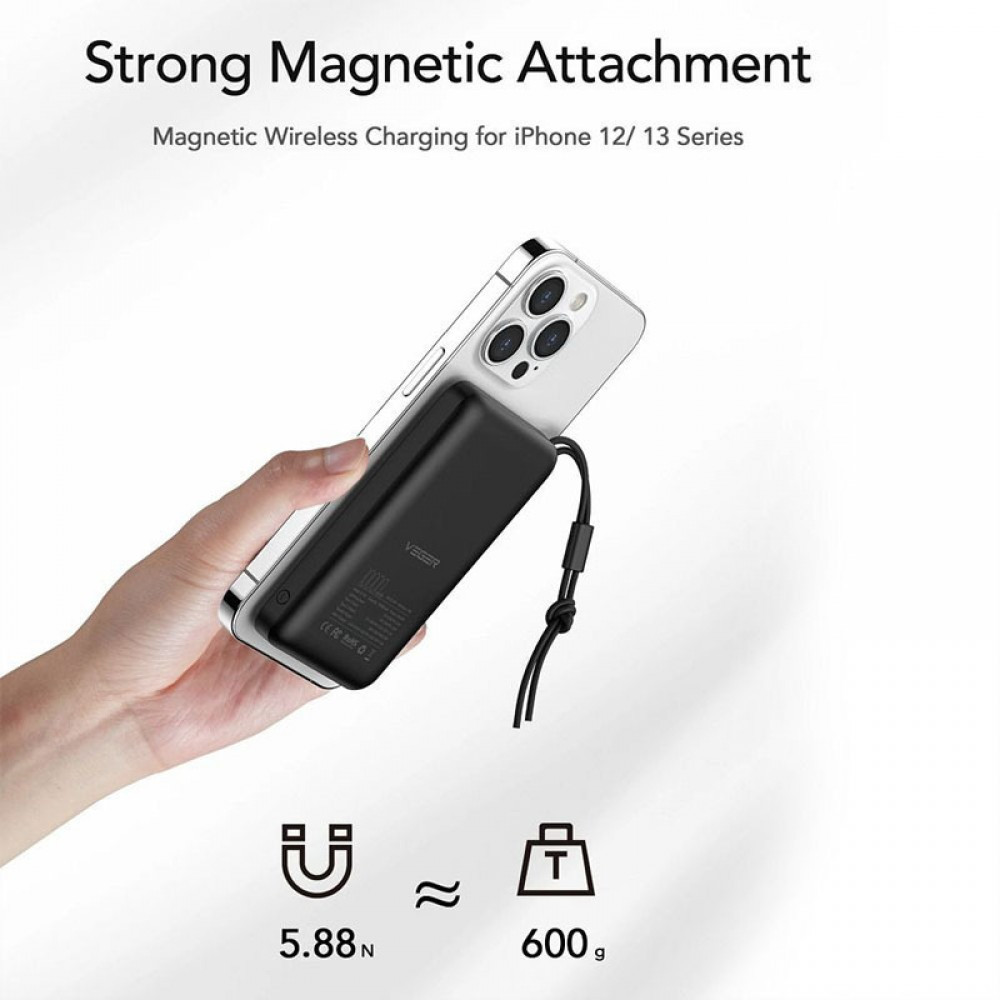 Павербанк 10000 mAh VEGER VG-W1151-B 38.5Wh 3.85V беспроводная зарядка power bank повербанк Одесса - изображение 10