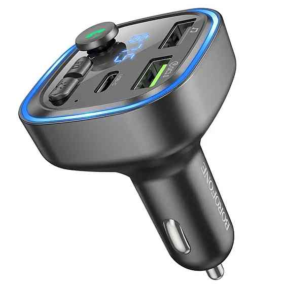 Автомобільний зарядний пристрій з FM-модулятором BOROFONE BC48 Broad QC3.0 car Bluetooth, FM transmitter, колір чорний BC48B Одеса