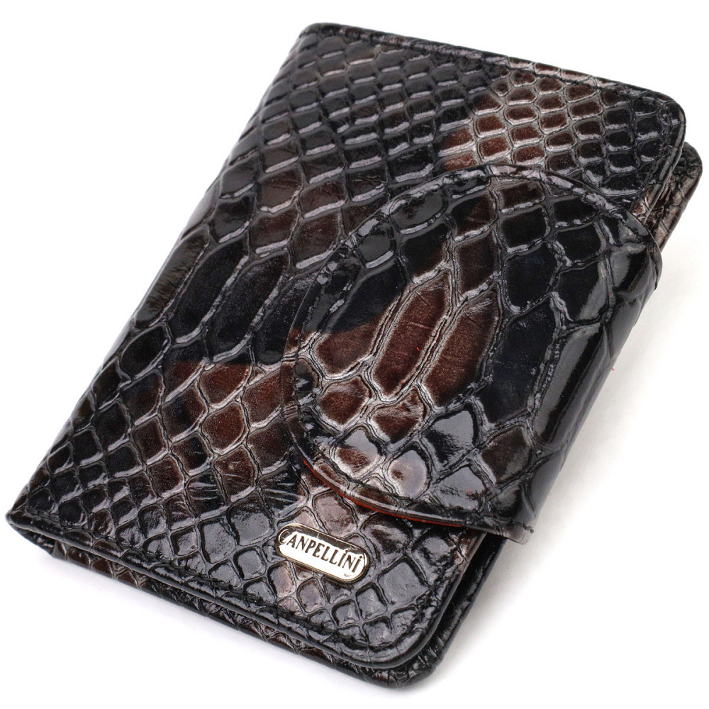 Фактурне жіноче портмоне середнього розміру з натуральної шкіри з тисненням під змію CANPELLINI 21805 Різнокольорове Київ - фото 4