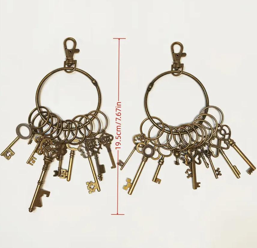 Вінтажна підвіска-брелок «Зв’язка з 10 ключів» | Бронзовий декоративний аксесуар, довжина 19 см Київ - фото 4