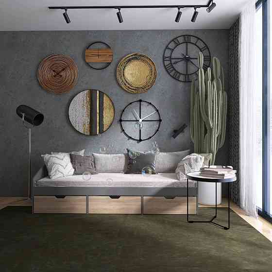 Ліжко односпальне з ящиками Еверест Комфорт 3 193х84х59 см Графіт/Дуб сонома (DTM-073832) Львів