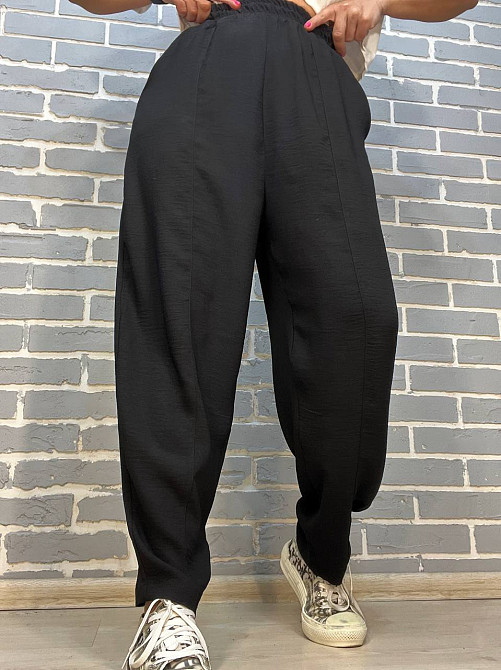 Брюки женские 0716 MOM шелковые с карманами черные, черный, XL Киев - изображение 7