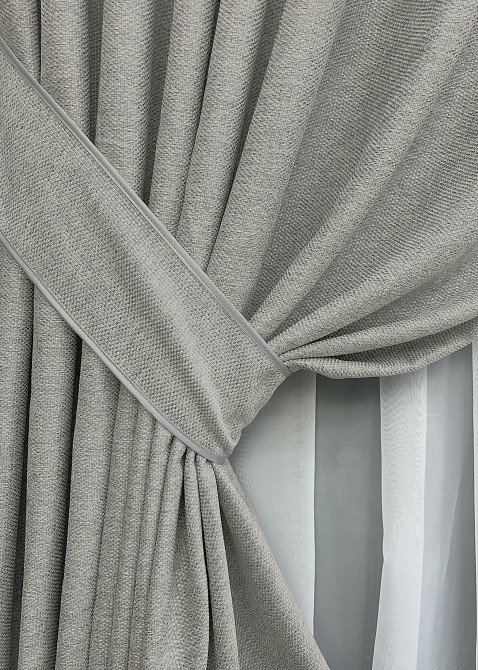 Комплект готовых штор VR-Textil Лен Grand Linen № 2041ш Светло-серый 200х300см 2 шт (32-387) Киев - изображение 5