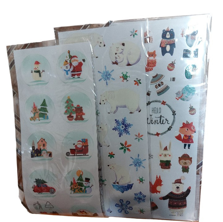 Набор новогодних декоративных наклеек 6 листов Crelando one size разноцветный Киев - изображение 2