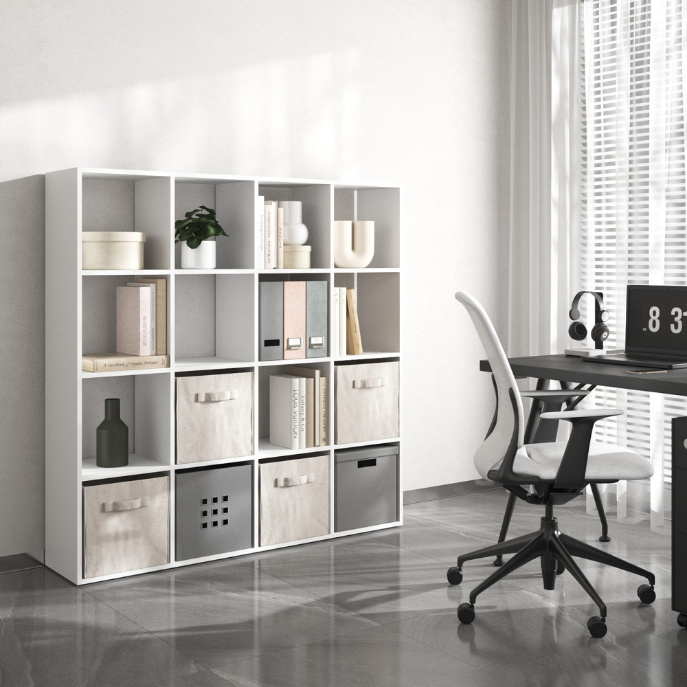 Стелаж VAYS M-14, книжкова полиця з 16 комірками, ЛДСП, 143×29×143 см - для дому, офісу, дитячої або вітальні Львів - фото 1