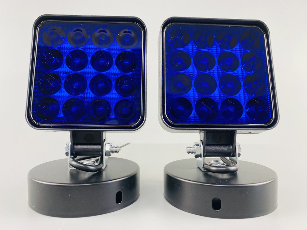 Фара LED квадратна 48 W 12 V 6500 K (16 діодів) (8.4 см х 8.4 см х 2 см) Mini (синя) Мукачево - фото 9