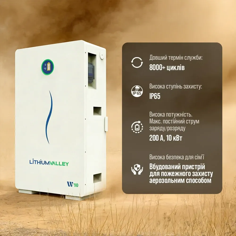 Акумуляторна батарея літій-залізо-фосфатна LiFePO4 200А*год 51.2В 10240Вт*год Lithium Valley W10-5A настінний / підлоговий монтаж Київ - фото 5