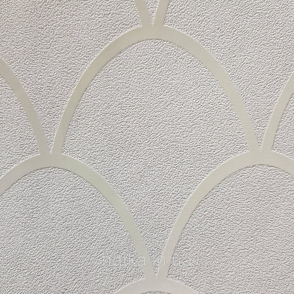 Шпалери вінілові на флізелін Marburg New Spirit Schoner Wohnen геометрія напівкола сріблясті смуги на білому Київ - фото 1