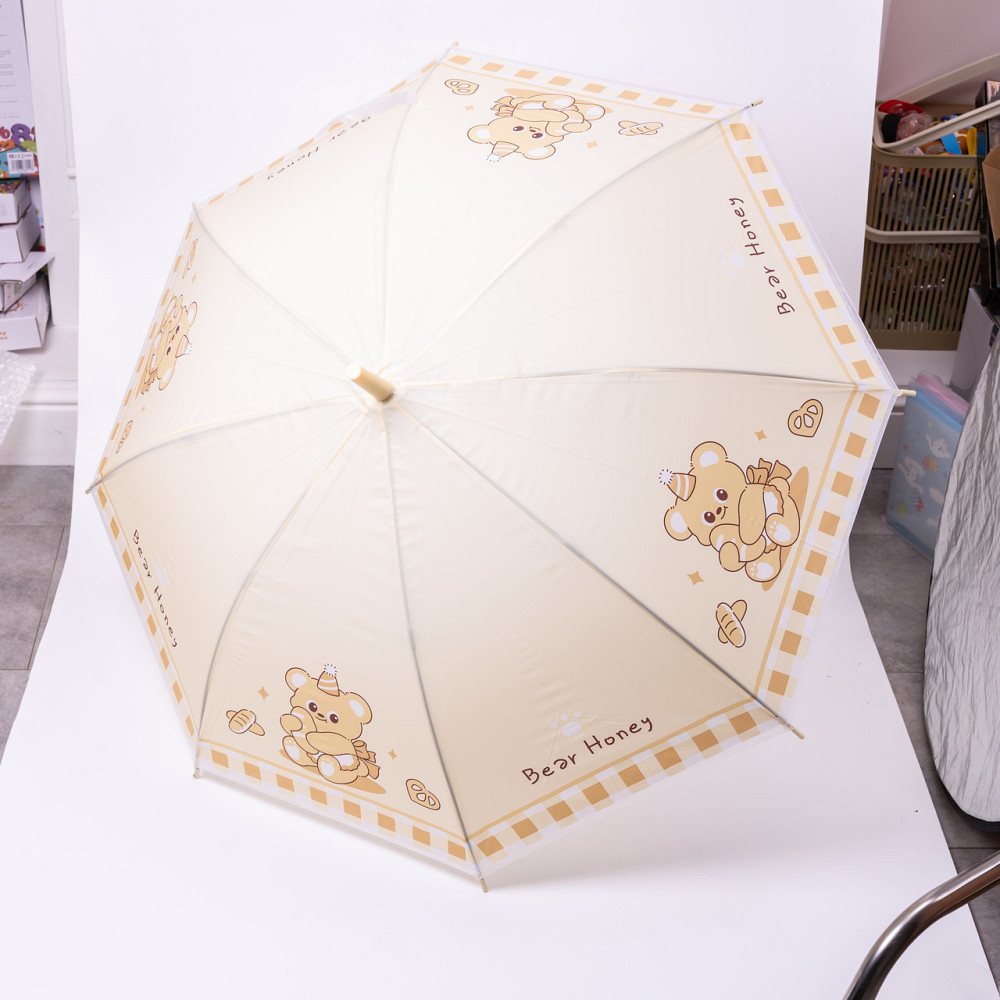 Класична дитяча парасолька-тростина напівавтомат з поліестеру міцна надійна 8 спиць діаметр 94 см Жовтий HP-23-11Y Київ - фото 1