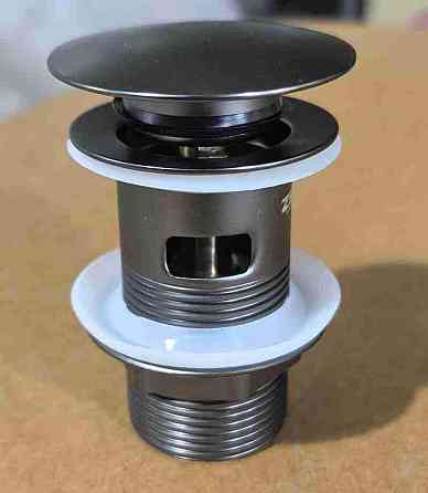 Донний клапан для раковини з переливом Zerix BV-09 GRAY 1 1/4" автоматичний Click-Clack (Колір графіт) (MY0415)   ( 29035 ) Харків