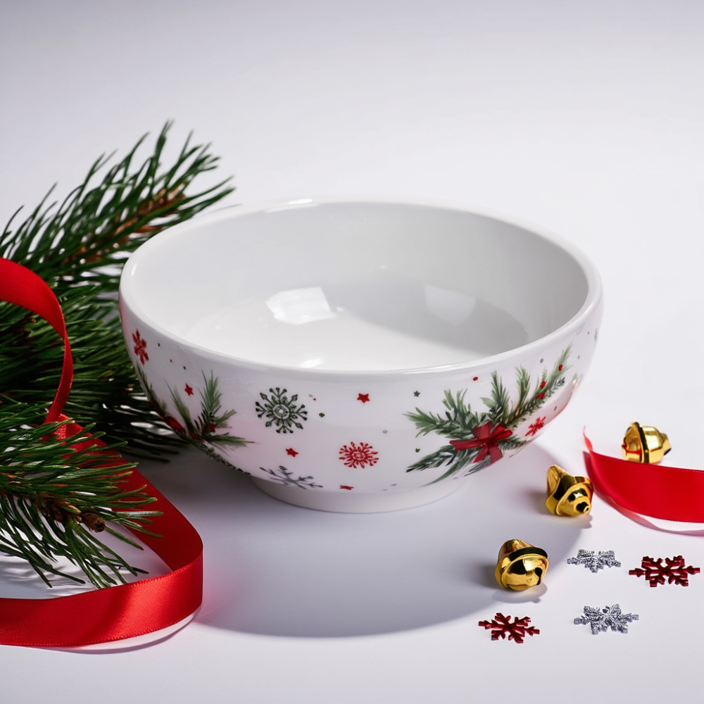 Тарелка глубокая новогодняя 16 см фарфоровая с рождественским декором SG-32-4 SBR Киев - изображение 1