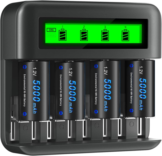 Зарядное устройство CITYORK + 4 аккумулятора C 5000 mAh | 8 слотов AA/AAA/C/D | LCD дисплей | USB Type-C Киев