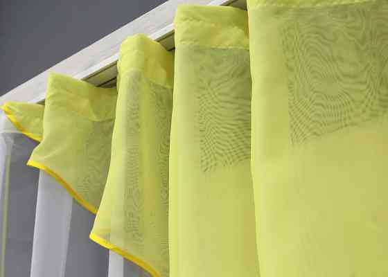 Кухонна фіранка VR-Textil № 053к жовтий з білим 280х170 см (52-1060) Київ