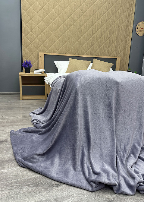 Плед-покривало Decorator WellSoft 180х210 см однотонний Бузково-сірий (87-263) Київ - фото 6