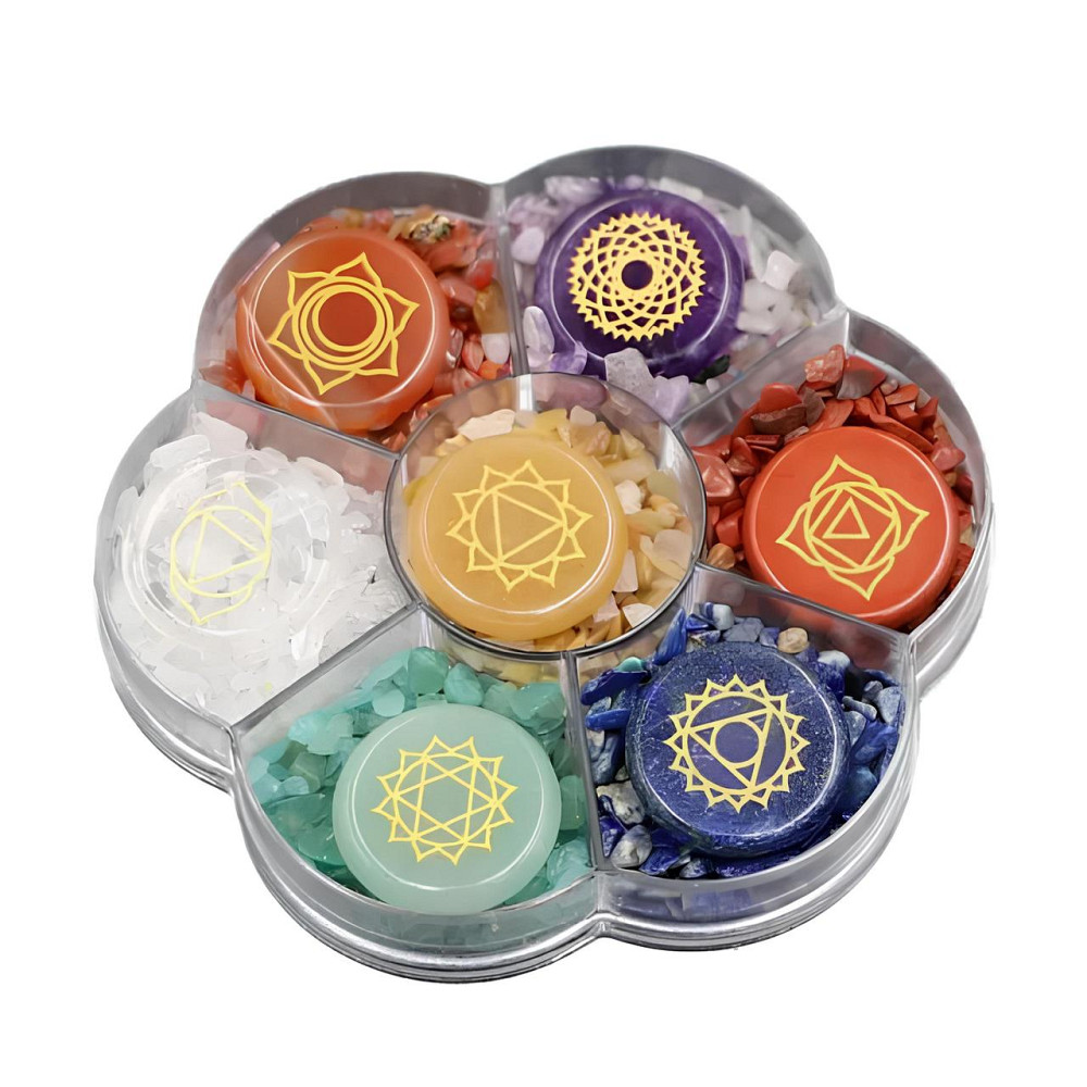 Набор камней 7 чакр RESTEQ. Набор камней для чакральных медитаций. Набор камней по чакрам 150g Киев - изображение 1