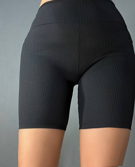 Шорты женские Prenses 113 велосипедки в рубчик средней длины черные, черный, M Киев - изображение 7