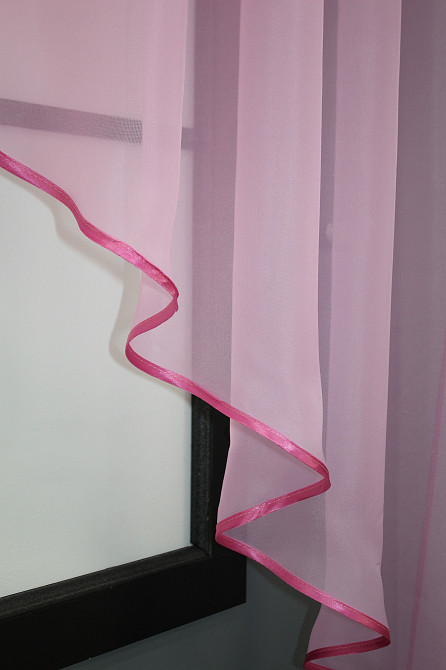 Кухонна фіранка VR-Textil № 053к персиковий з рожевим 280х170 см (50-150) Київ - фото 4