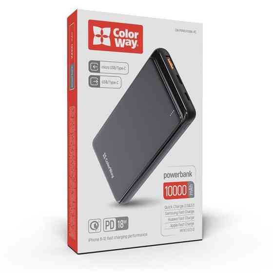 Універсальна мобільна батарея ColorWay Slim PD 10000 mAh Black (CW-PB100LPG3BK-PD) ( 21209 ) Харків