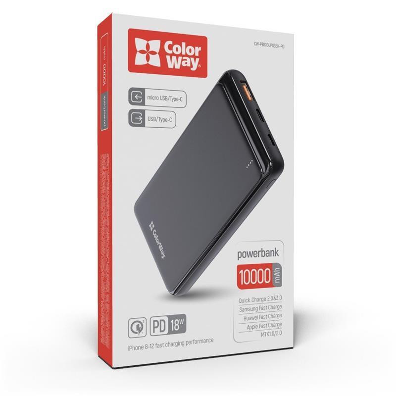 Універсальна мобільна батарея ColorWay Slim PD 10000 mAh Black (CW-PB100LPG3BK-PD) ( 21209 ) Харків - фото 4