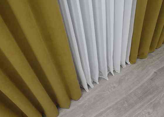 Шторная ткань микровелюр Petek цвет горчичный 1514ш Киев