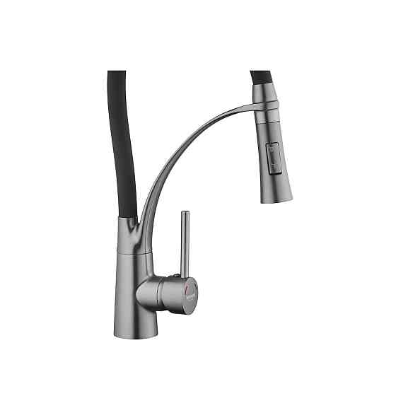 Смеситель для кухни с гибким изливом Kroner KRP Ersel - GRP03393BLK черный/графит Киев