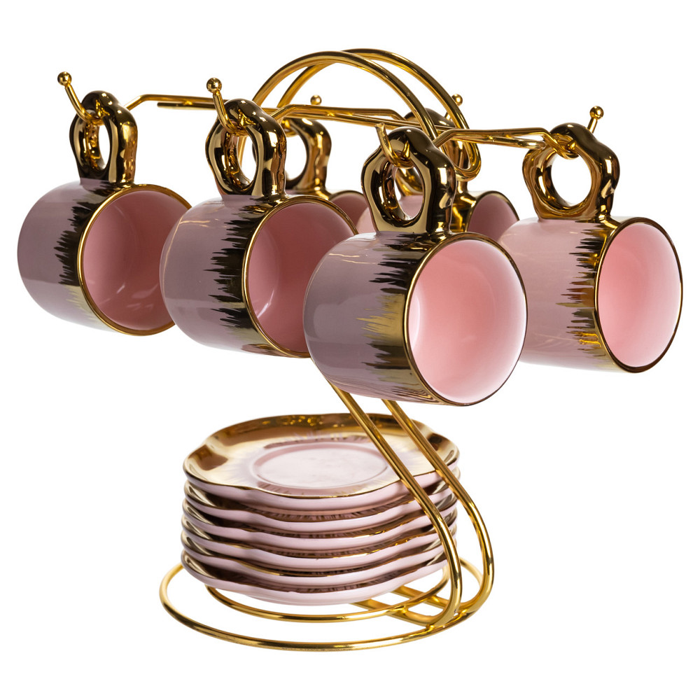 Yiwu Набір чашок для кави на металевій підставці 6 (шт) по 100 (мл) подарунковий кавовий сервіз Коломия - фото 6