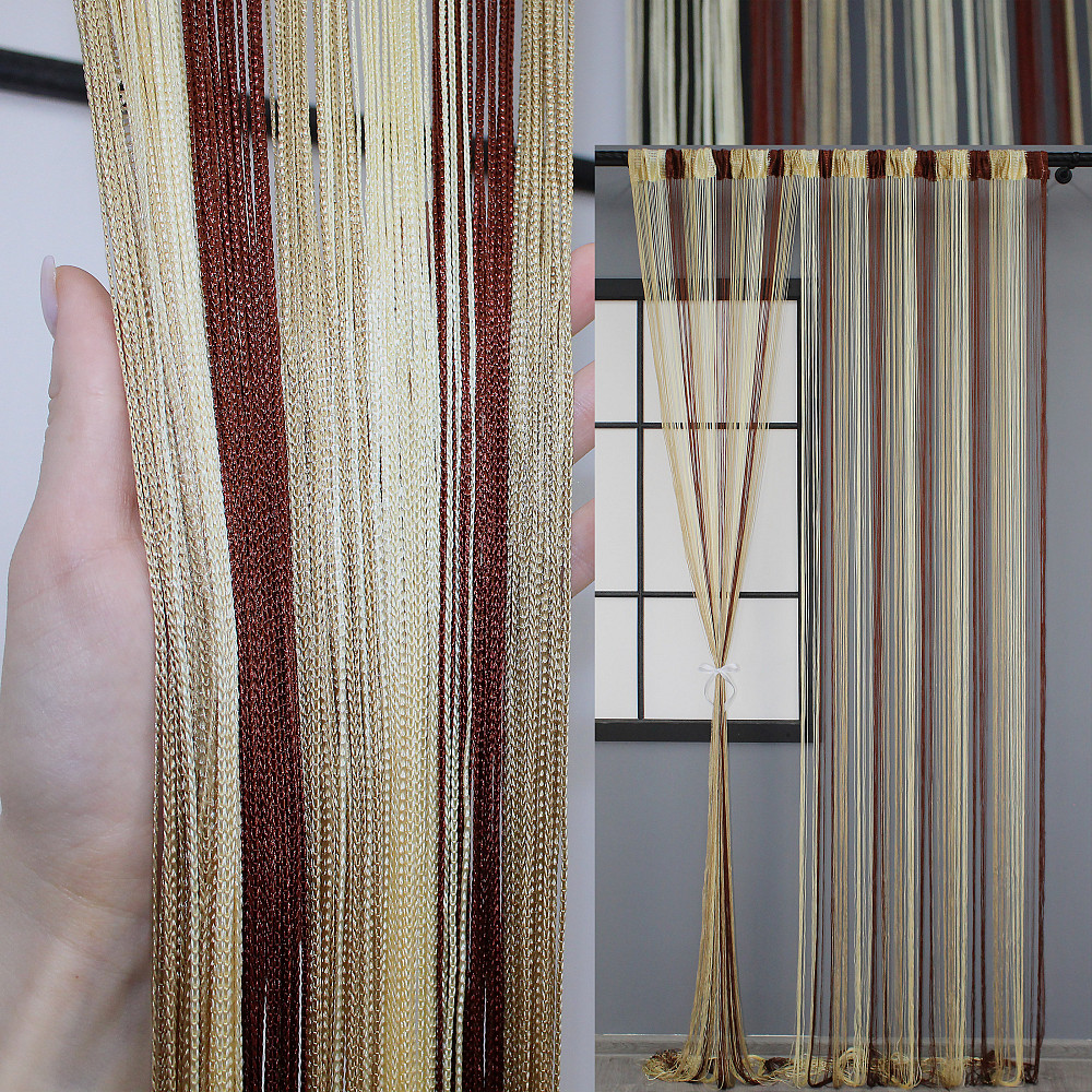 Штори-нитки "Кісея" Коричневий з бежевим 300х300см 1 шт (61-011) Київ - фото 1