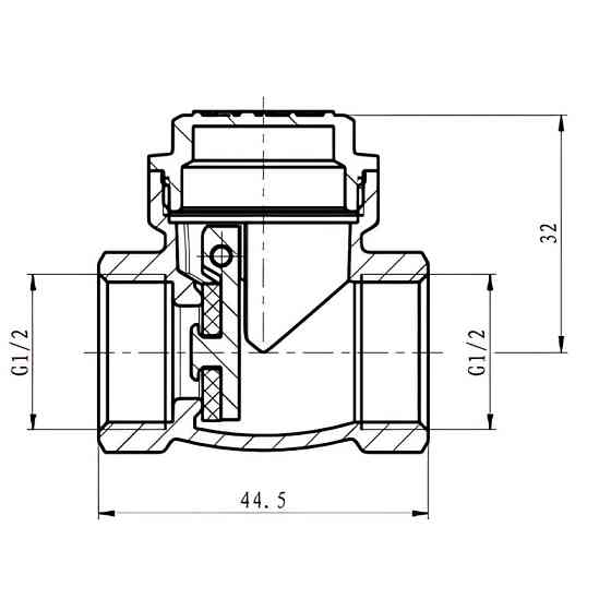 Клапан зворотний пелюстковий Koer KR.174-15 - 1/2" Т-подібний (KR5258) Київ