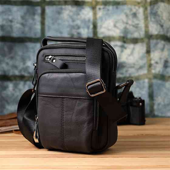 Деловая мужская сумка из натуральной кожи Черный (Vintage) Киев